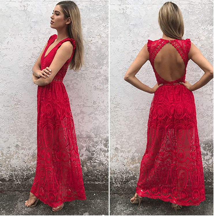 ss Backless Dress Elegant Christmas Maxi Long Dress Vestidos