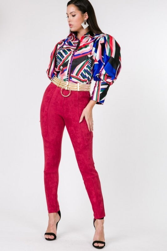 Skinny Pants -Faux Suede