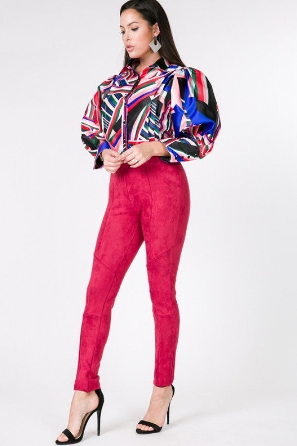 Skinny Pants -Faux Suede