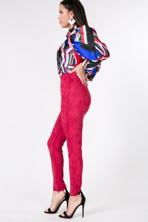 Skinny Pants -Faux Suede